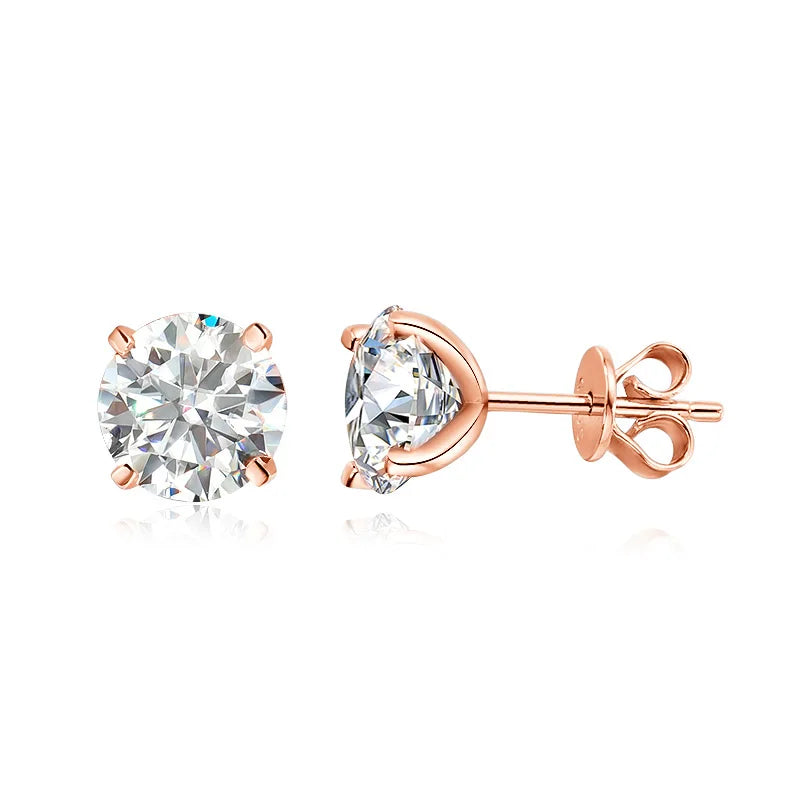 Smyoue 0.2-3CT Rose Gold Color Moissanite Stud Earrings for Women Sparkling Classic Wedding Lab Diamond Earring Pure 925 Silver