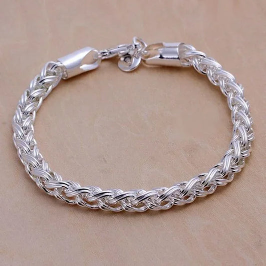Creative Twist Circle Chain Women Men Silver Plated Bracelets New High 925quality Fashion Jewelry Christmas Gifts H070