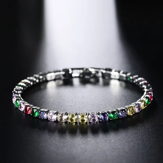 Hot sales colors S925 Sterling Silver Bracelets Zirconia Women Fashion Simple Engagement Wedding Jewelry 4mm width Couple Gifts