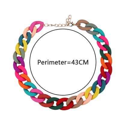 FishSheep Fashion Colorful Acrylic Matte Chain Choker Necklace for Women Statement Resin Wide Chain Collar Neck Jewelry 2024 New