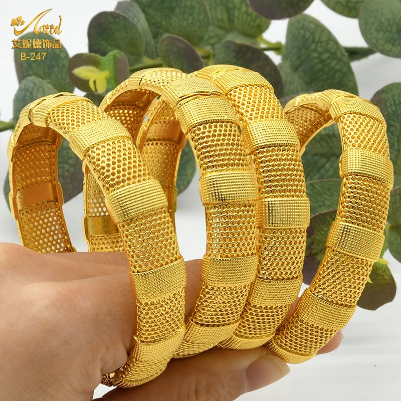 ANIID Dubai 24K Gold Plated Jewelry Bangle Wedding Party Gifts Arabic Women Braclets Indian Bangle Charm Bracelets Wholesale