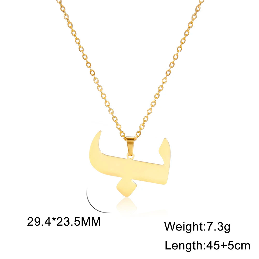 Cazador Gold Color 28 Arabic Letter Necklace for Women Stainless Steel Arab Alphabet Pendant Choker Necklaces Jewelry 2024 Trend