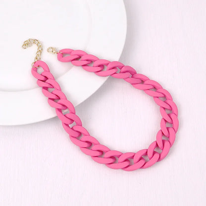 FishSheep Fashion Colorful Acrylic Matte Chain Choker Necklace for Women Statement Resin Wide Chain Collar Neck Jewelry 2024 New