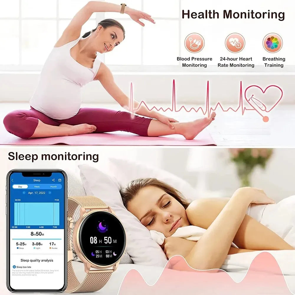 Fashion New Bluetooth Call Smartwatch Women Custom Dial Watches Men Sport Fitness Tracker Heart Rate Multifunction Smartwatches