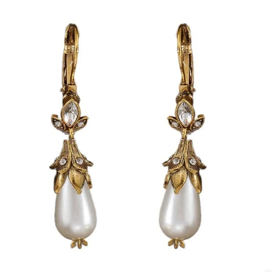 Elegant Handmade Pearls Earrings Vintage Pendant Earrings Women Ear Jewelry Perfect for Parties and Special Occasions XX9C