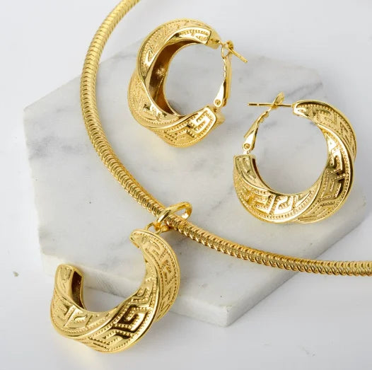 Sunnice Trendy Copper Earrings Pendant Set 18K Gold Plated for Women Gift Anniversary Party