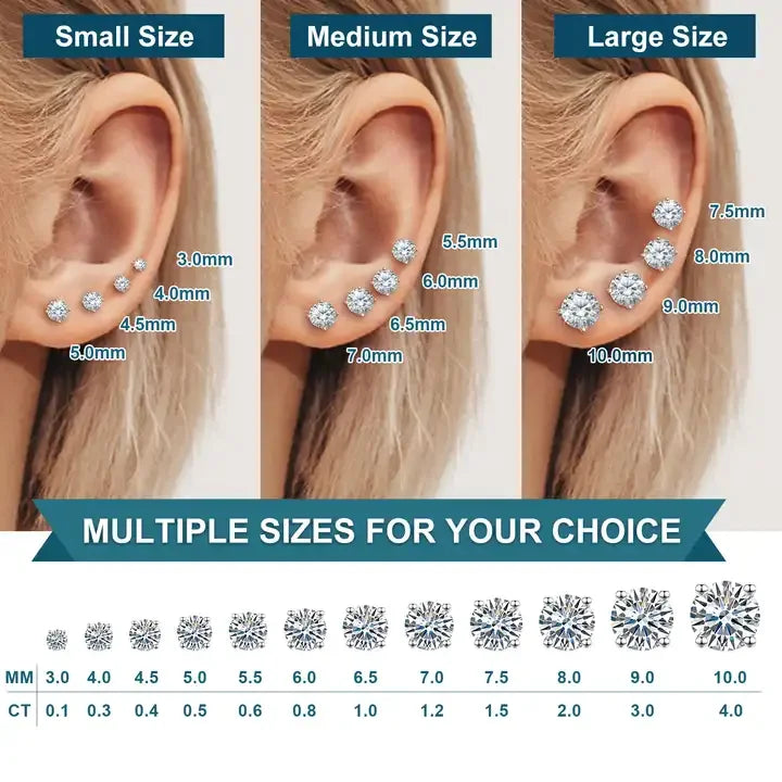 Premium 0.5-2ct Moissanite Diamond Stud Earrings for Women Orginal 925 Sterling Silver Screw Back Women Moissanite Earring 2025