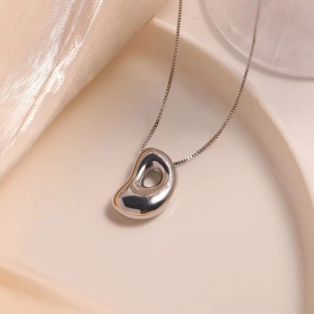 Delicate Chunky Balloon 26 Letter Necklace Bubble Initial Alphabet Pendant Box Chain Choker Stainless Steel Gold Plated Jewelry