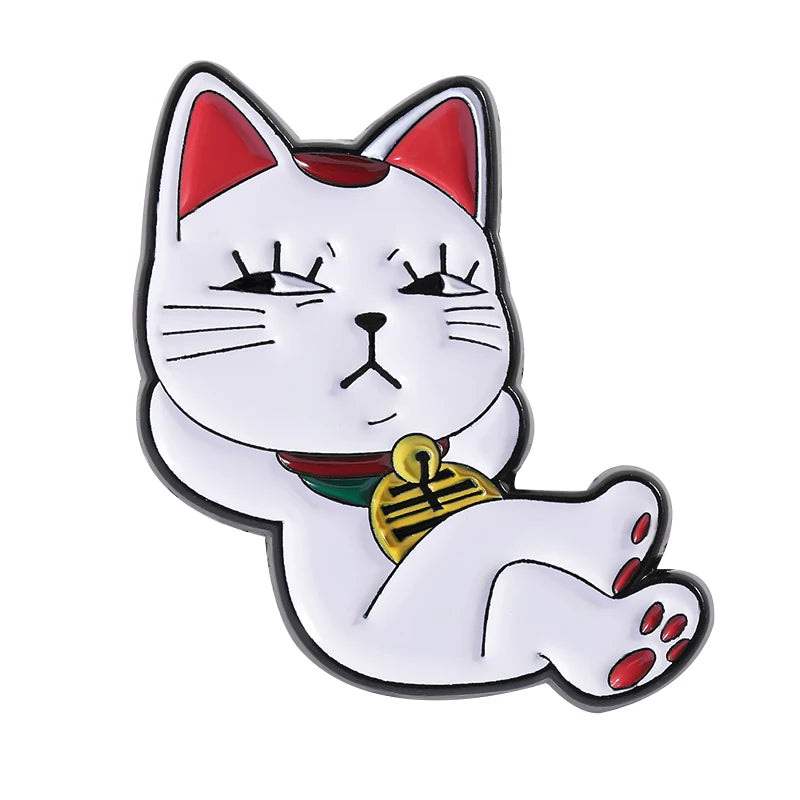 Turbo Granny Cat Spying Enamel Pins Cartoon Anime Characters Cat Running Middle Finger Brooches Lapel Badge Funny Jewelry Gifts