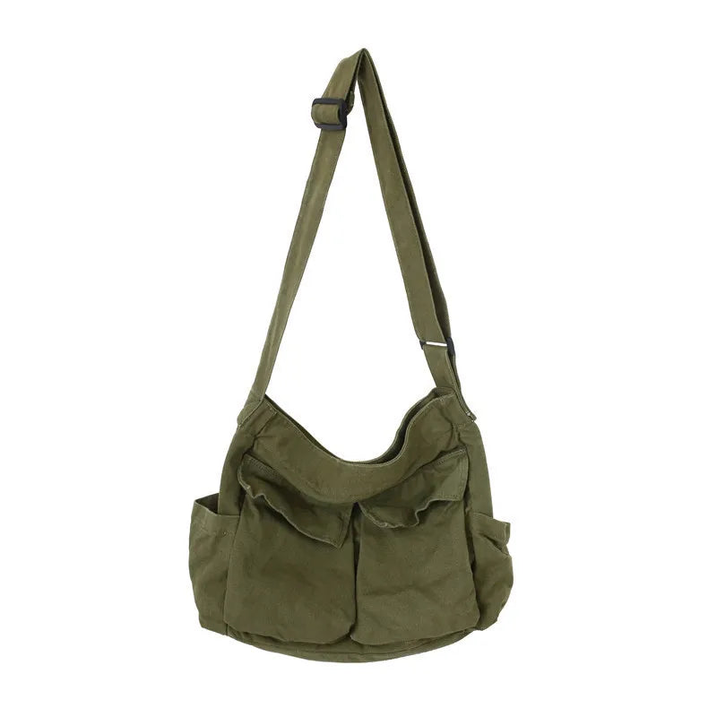 2025 Portable Canvas Shoulder Bag Large Capacity Retro Messenger Bag New Semester Student School Waterproof Messenger Bag