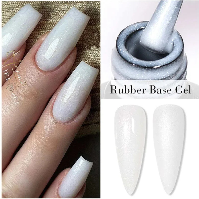 7ml Glitter Rubber Base Gel Polish Pink White Soak Off UV LED Self-leveling UV Construction Gel Varnish Manicure Nail Supplies