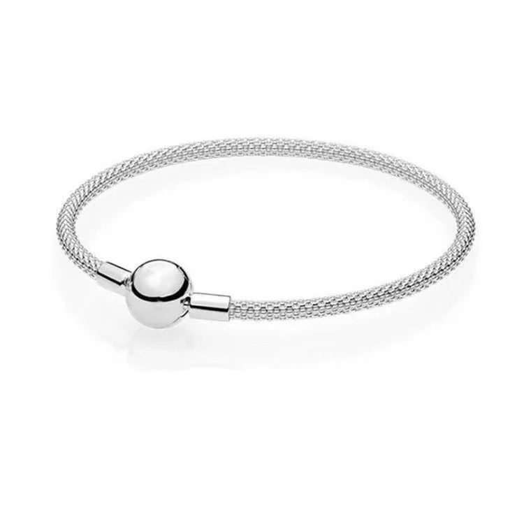 Sterling Silver 925 Original Pineapple Heart Flower Zircon Bracelet Suitable For DIY Charm Birthday Jewelry Gifts