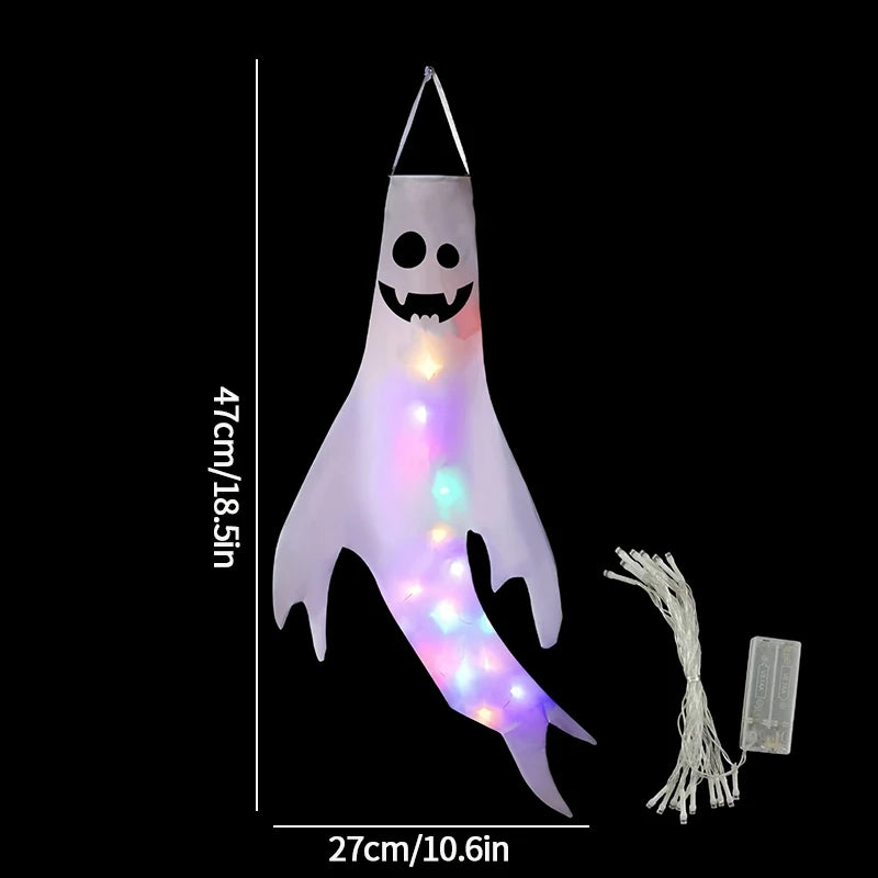 Halloween Floating Ghost Courtyard Hanging Ghost Hung on The Trees Halloween Scary Horror Atmosphere Decor Night Luminous Light