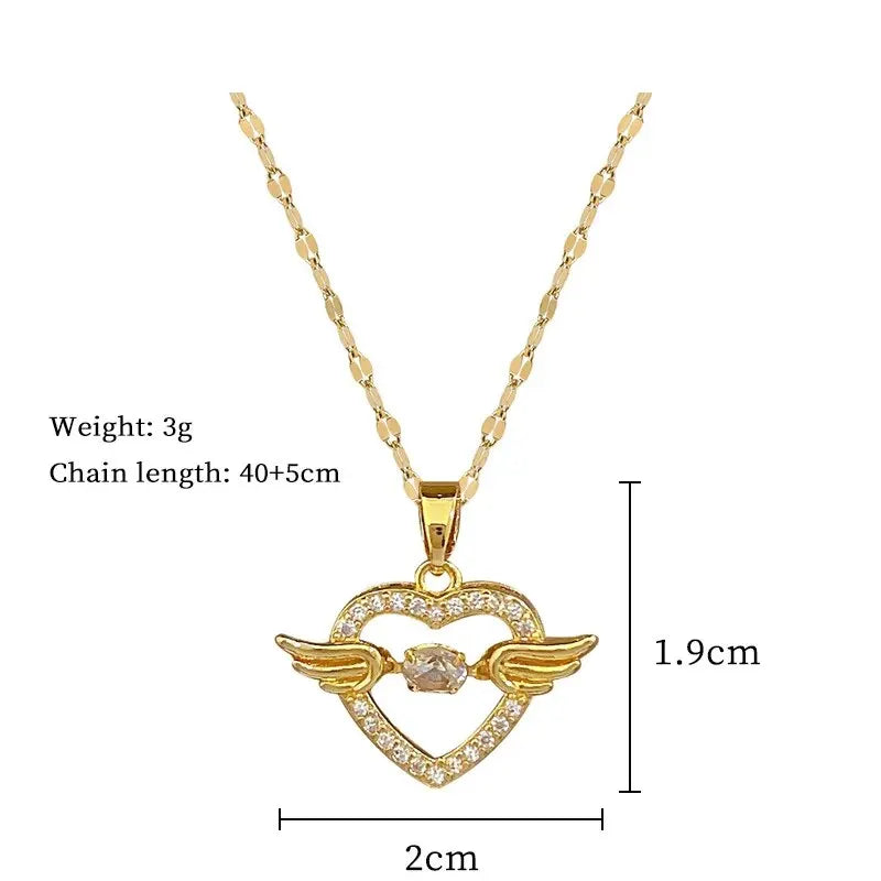 Temperament Smart Love Zircon Necklace for Women Gold Color Light Luxery Titanium Steel Pendant Necklaces Party Jewelry