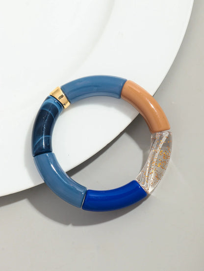 Bohomia Acrylic Design Style Chunky Bamboo Stackable Bracelet for Women Boho Elastic Colorful Tube Beads Braceletes 2024 Jewelry