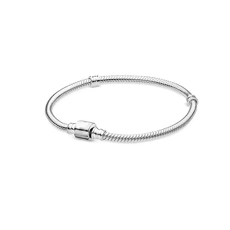 Sterling Silver 925 Original Pineapple Heart Flower Zircon Bracelet Suitable For DIY Charm Birthday Jewelry Gifts