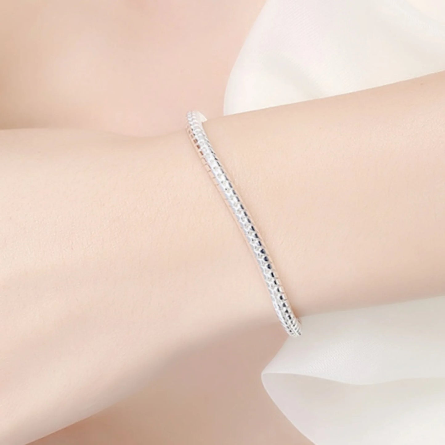 925 Sterling Silver 3MM Snake Chain Bracelets For Women Men Simple Hip Hop Punk Charm Bracelet Fashion Party Wedding Jewelry