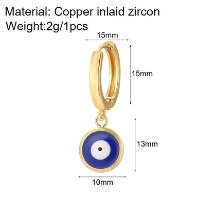 Sun Cute Fruit Hoop Earrings for Women Gold Color Heart Evil Blue Eye Dangle Earrings Micro Pave CZ New in Fashion Jewelry