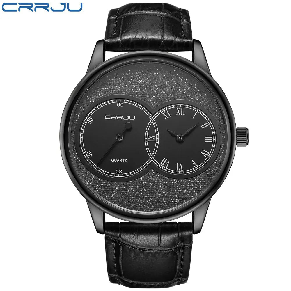 CRRJU New Casual Minimalista Quartz Men's Watches with Leather Strap Simple Luminous Hands Male Clock