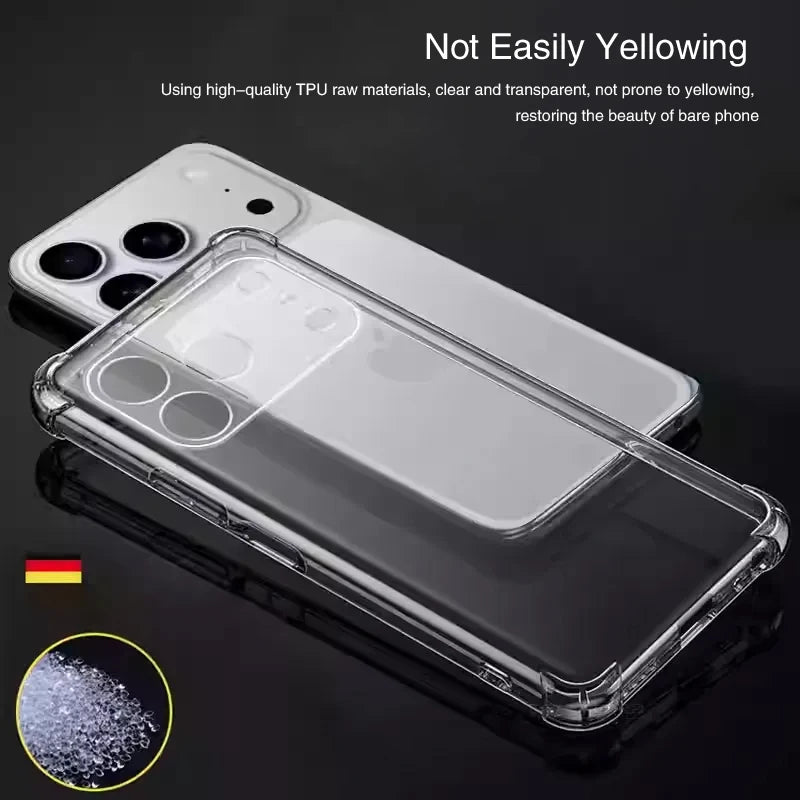 Soft Silicone Clear TPU Case for iPhone 17 Pro Max/Air 5G Transparent Back Cover Original Simple Phone Funda Coque