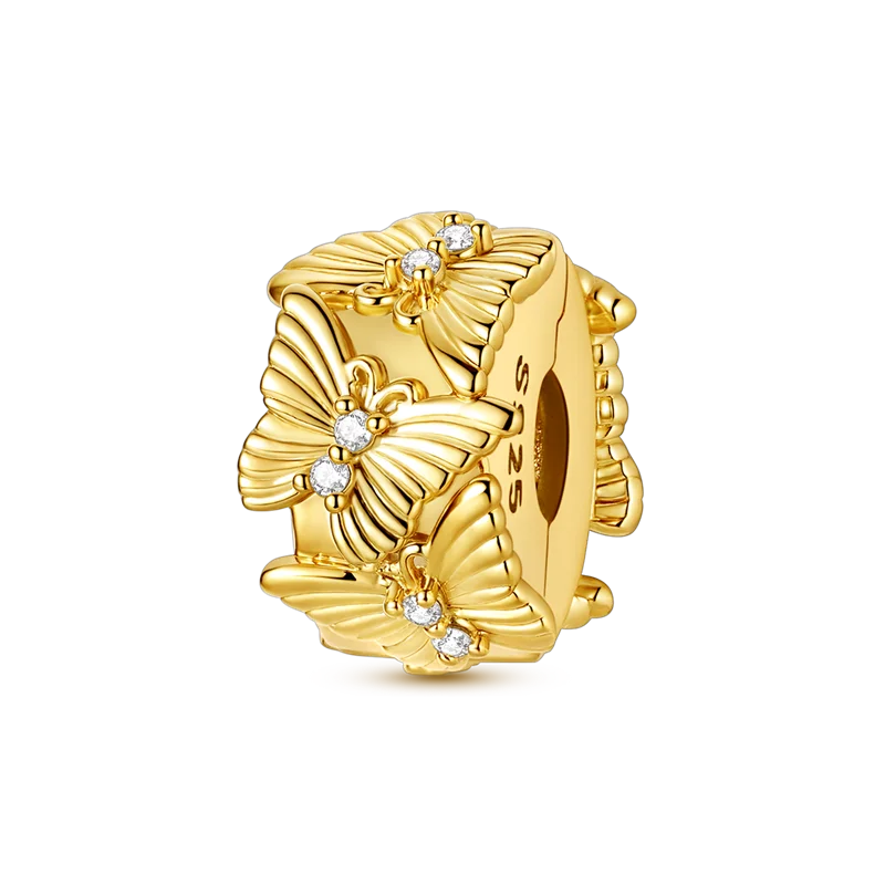 Gold Series DIY Charms Bead Original 925 Sterling Silver Inlaid Zirconium Sun Leopard Pendants Fit Bracelet Jewelry Gift Marking