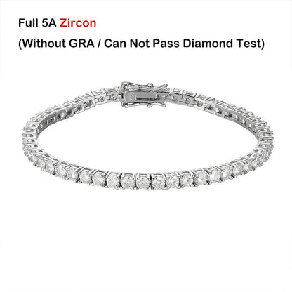 EWYA 925 Sterling Silver Moissanite Bracelet 0.1ct 3mm D VVS1 Diamond with GRA for Women Sparkling Wedding Party Fine Jewelry