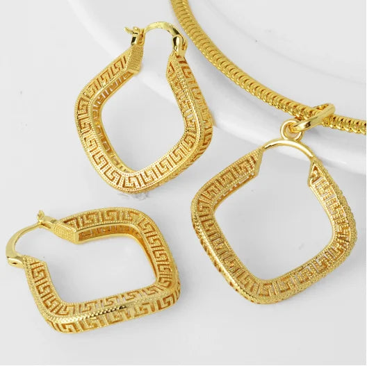 Sunnice Trendy Copper Earrings Pendant Set 18K Gold Plated for Women Gift Anniversary Party