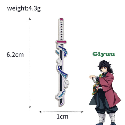 Anime Demon Slayer Brooch Enamel Kimetsu no Yaiba Sword Pins Weapon Badge Fans Cosplay Souvenir Props Backpack Jewelry Gift