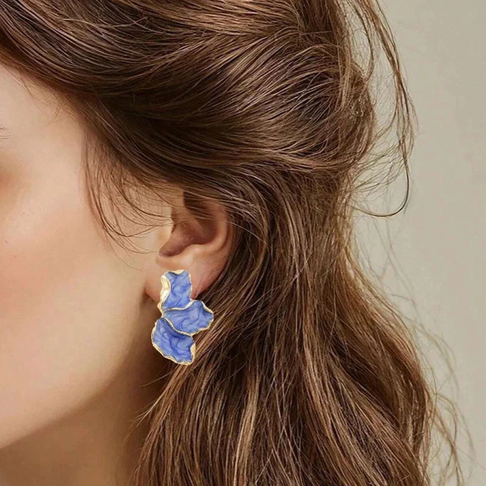 2025 New In Trend Korean Green Rose Color Flower Drop Earrings for Women Exaggerated Flower Hanging Sweet Earrings Jewelry Gift