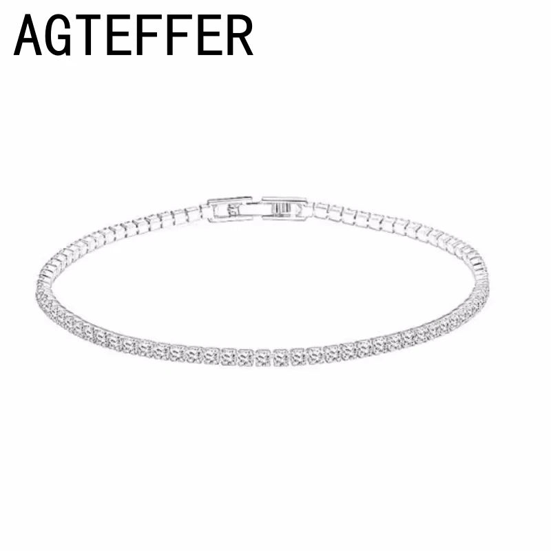 New 925 Sterling Silver Hip Hop Fashion Women's Tennis Bracelet Rose Gold Shining Cubic zirconia Bracelet Wedding Jewelry Gift