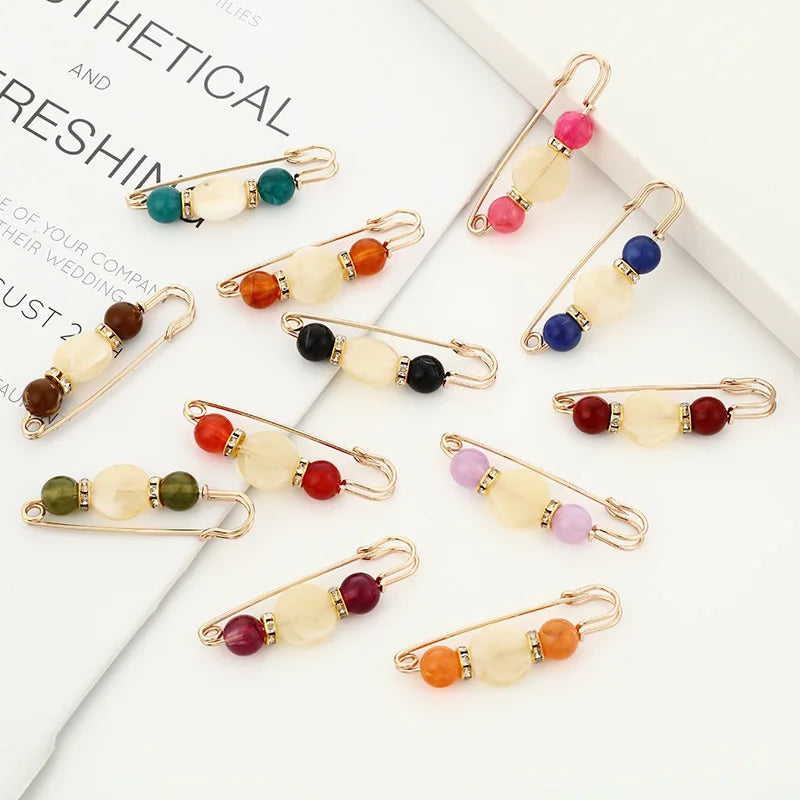 Women New Skirt Waist Artifact Waist Pin Cute Imitation Pearl Rhinestone Brooch Anti-lighting Pin Jewelry H1379