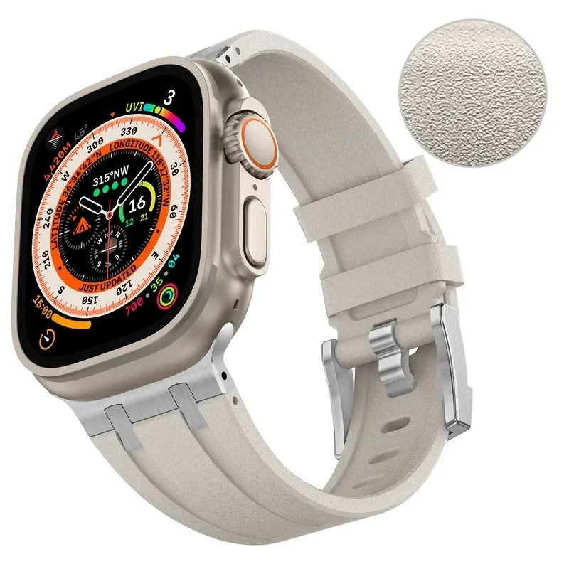 AP Liquid Silicone Strap For Apple Watch Ultra 3/2 49mm 11-10 46mm Stone pattern Bracelet Band iWatch 9 8 7 6 SE3 45mm 44mm Belt