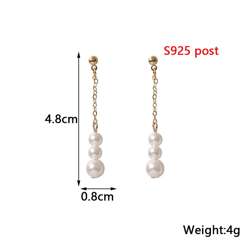 Pure White Women's Dangle Earrings Blooming Flower Acrylic Enamel Butterfly Imitation Pearl Heart Hanging Earrings Elegant brinc