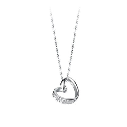 INZATT Real 925 Sterling Silver Zircon Hollow Heart Choker Necklace for Women Cute Fine Jewelry Minimalist Accessories