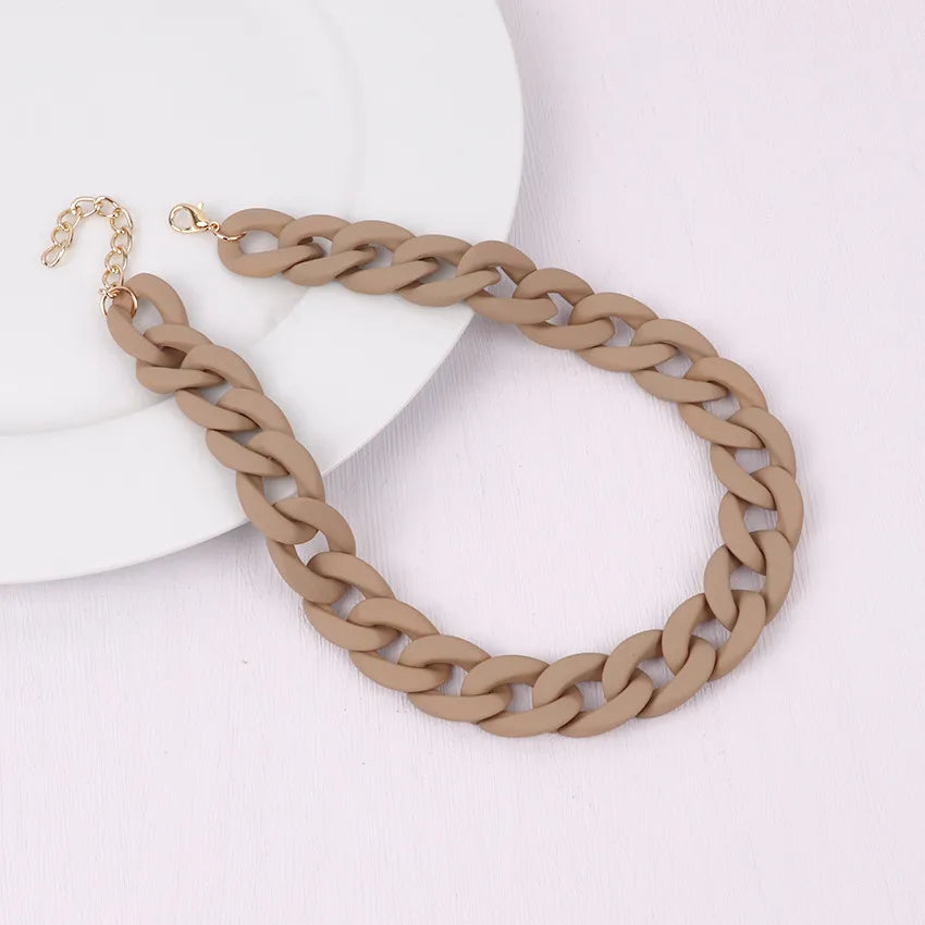 FishSheep Fashion Colorful Acrylic Matte Chain Choker Necklace for Women Statement Resin Wide Chain Collar Neck Jewelry 2024 New