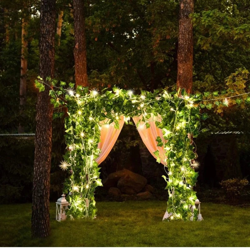 7M/12M Fairy Lights ivy String LED Solar Light Vine Maple Leaf Waterproof Garland Solar Lamp Christmas for Garden Decoration