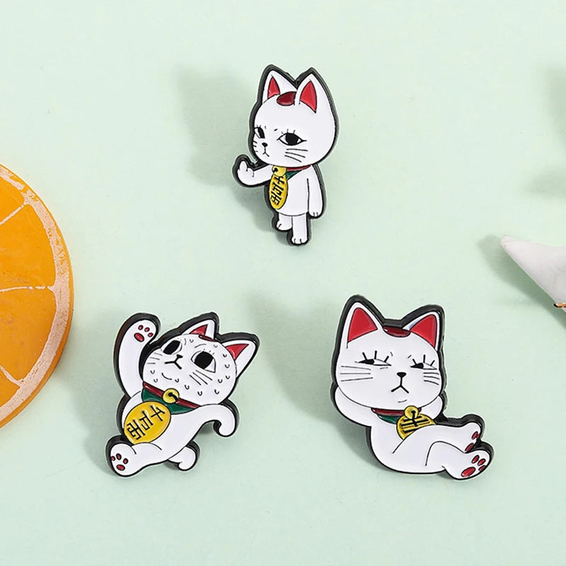 Turbo Granny Cat Spying Enamel Pins Cartoon Anime Characters Cat Running Middle Finger Brooches Lapel Badge Funny Jewelry Gifts