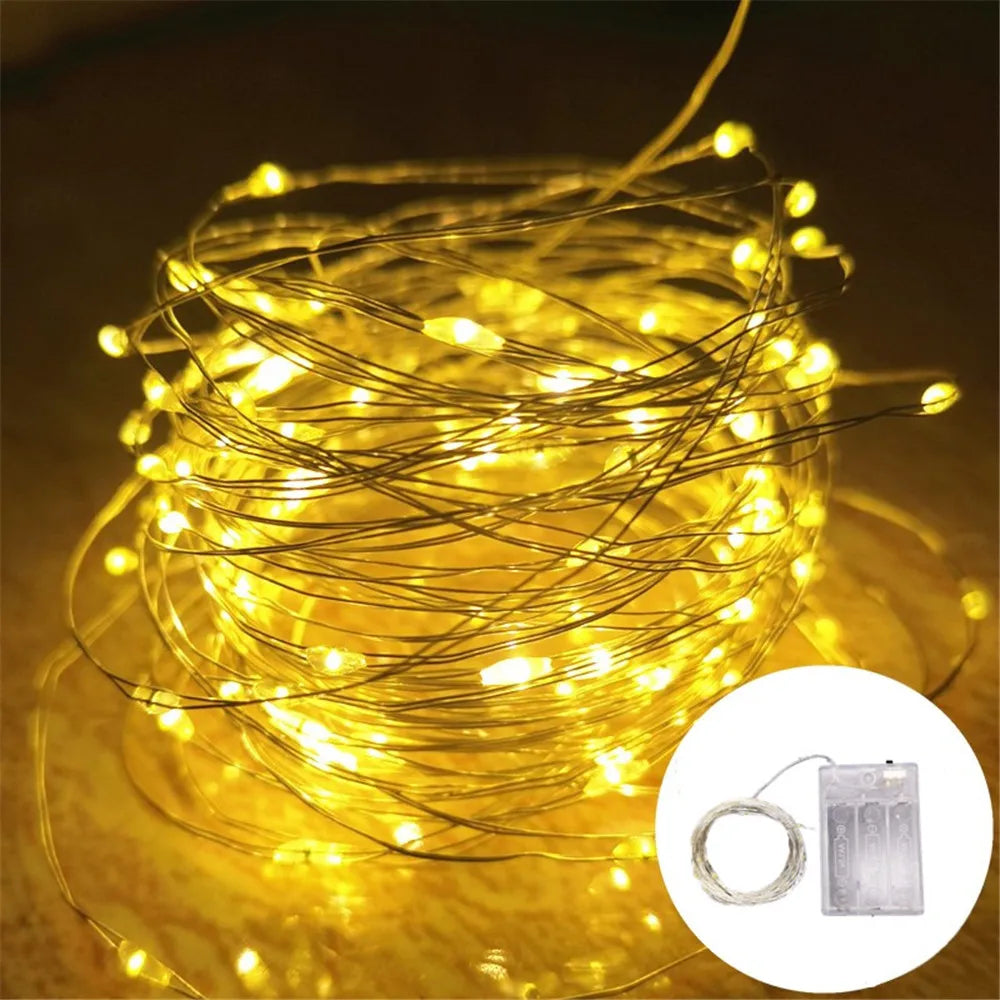 1Pack Fairy Light String Led Copper Wire String Light 1/2/3/5/10M Battery Powered For Bedroom Garden Party Wedding Decoration