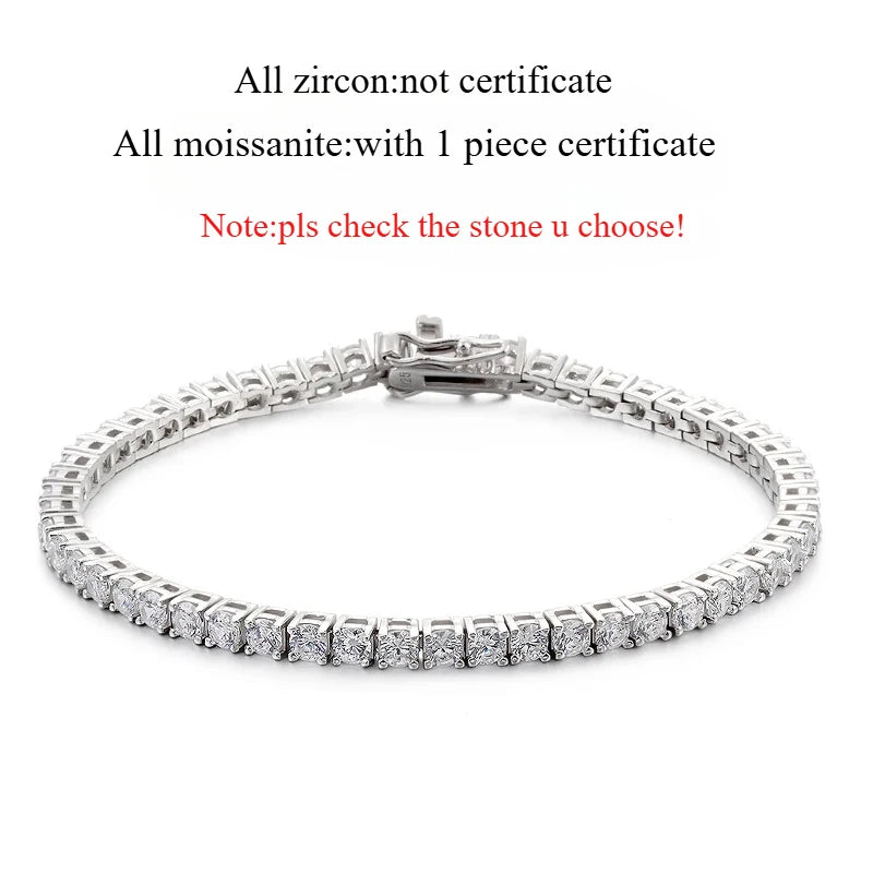 Smyoue 18k Gold Plated Moissanite Tennis Bracelet for Women 3/4/5mm Classic 925 Sterling Silver Certified Bracelet for Men Chain