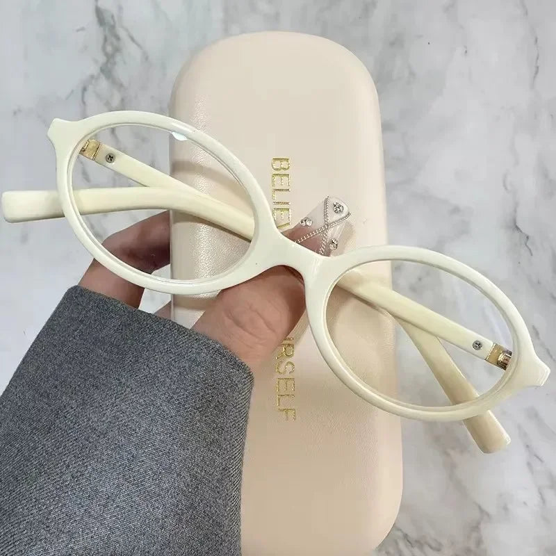 Y2K Retro Oval Frame Glasses Women Leopard Ins Style Sweet Cool Eyewear Trend Brand Reading Computer Anti Blue Light Eyeglasses