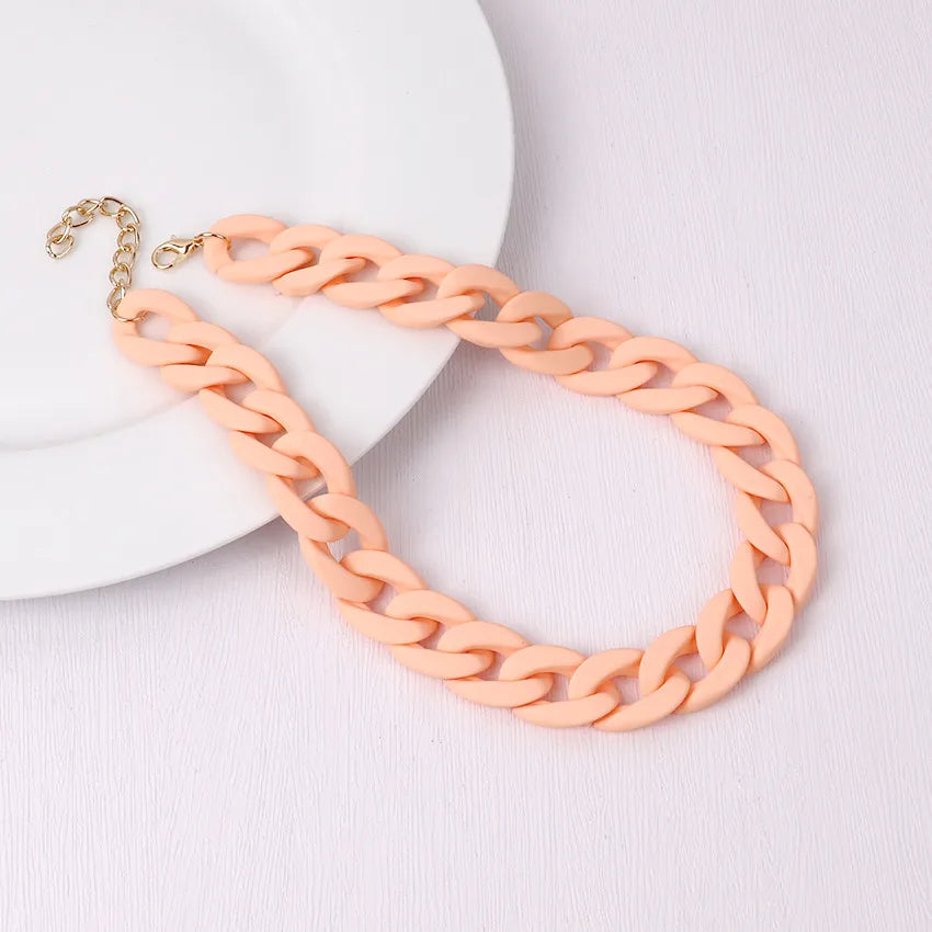 FishSheep Fashion Colorful Acrylic Matte Chain Choker Necklace for Women Statement Resin Wide Chain Collar Neck Jewelry 2024 New