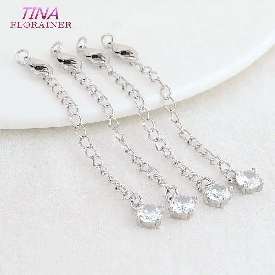 6PCS 14K Gold Color Brass Extender Chain with Lobster Clasps High Quality Jewelry Accessories  For DIY Jewelry Making Findings