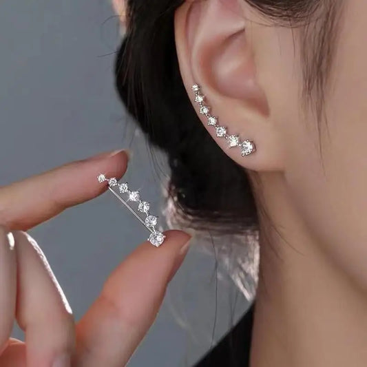 Korean Fashion Seven Star Zircon Earrings For Women Jewelry 2025 Trending New Luxury Women's Crystal Stars Stud Earrings Gifts
