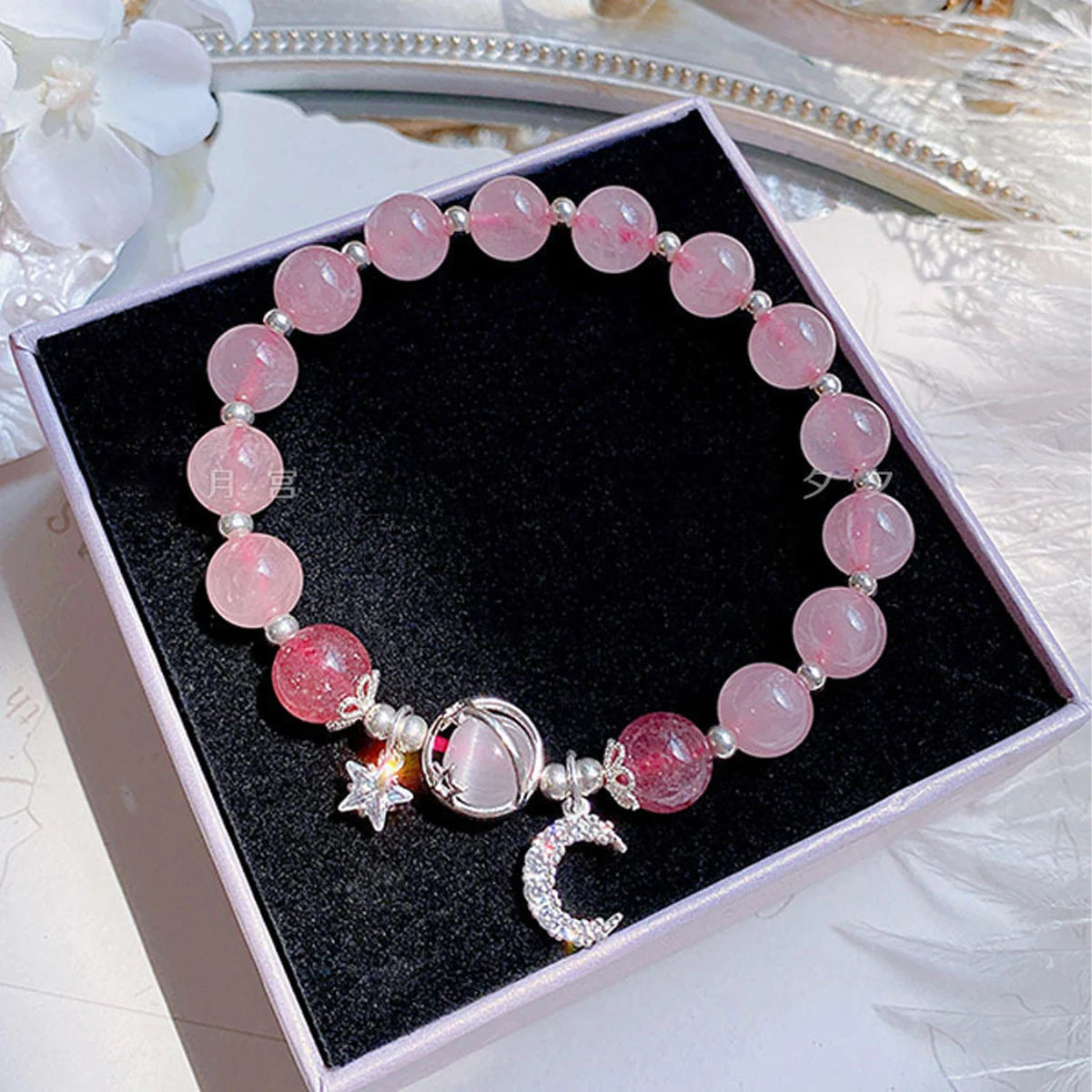1 Starry Cat's Eye Stone Bracelet For Female Instagram In A Niche Design, New Grey Moonlight Star Moon Crystal Bracelet-805088
