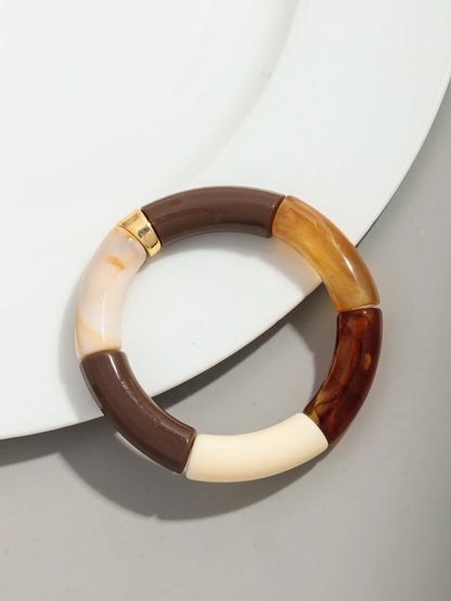 Bohomia Acrylic Design Style Chunky Bamboo Stackable Bracelet for Women Boho Elastic Colorful Tube Beads Braceletes 2024 Jewelry