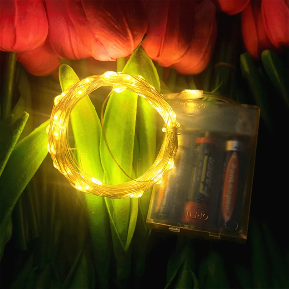 1Pack Fairy Light String Led Copper Wire String Light 1/2/3/5/10M Battery Powered For Bedroom Garden Party Wedding Decoration