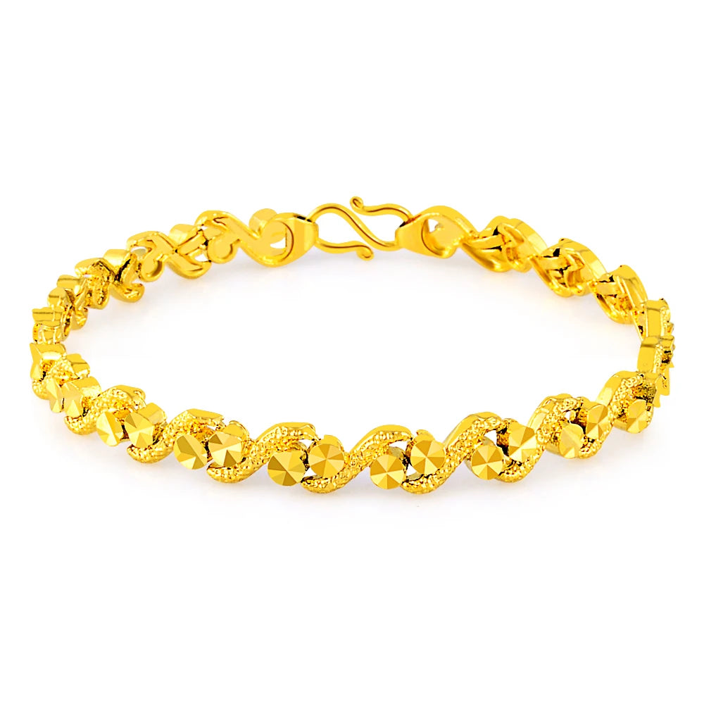 2025 New 24K Real Gold Bracelet Car Flower Gold Plated Bracelet for & Women's Wedding Jewelry Gift 6MM