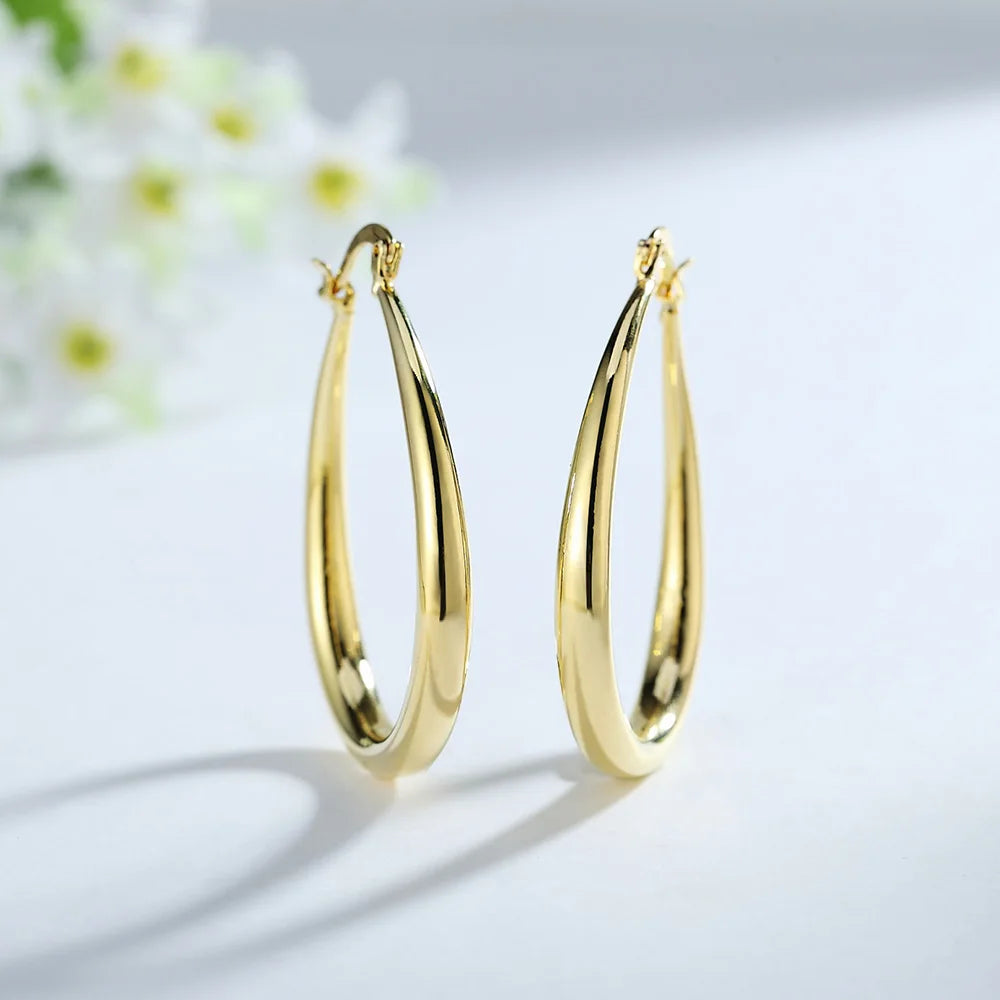 Hot fine 18K gold plated 44MM hoop earrings 925 Sterling Silver for woman high quality Fashion party Jewelry Christmas Gifts
