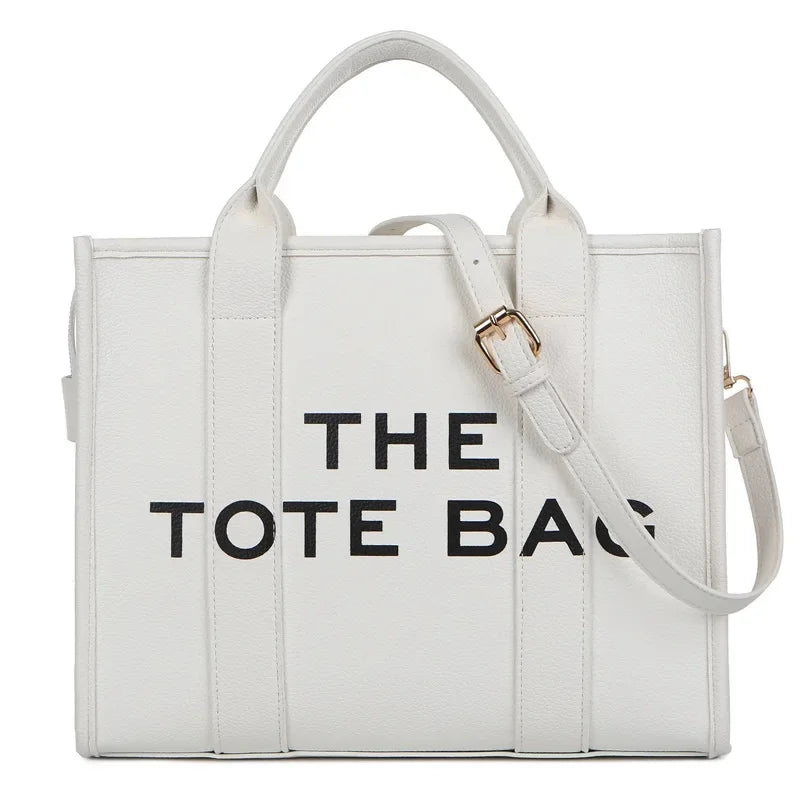 Simplified Casual Large Capacity Women's Tote Bag PU Letter Handbag Crossbody Bag Simple Style over Shoulder Bag for Ladies