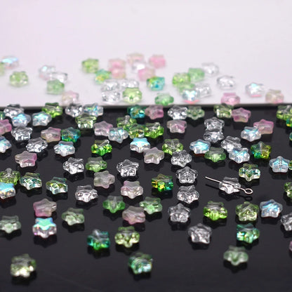 Mixed-color 8mm 60pcs Star Beads Czech Glass Loose Spacer Beads Handmade Diy Accessories Jewelry Making Necklace Earrings